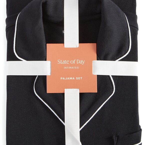 #1032 State of Day Women's 2-Pc. Packaged Ribbed Notched-Collar Pajamas set - Picture 4 of 6